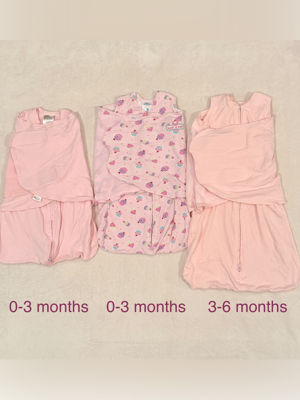Set of 3 Halo Pink Cupcake Sleep Sacks